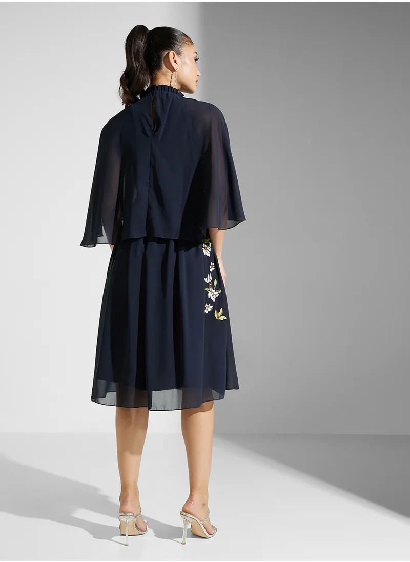 Frock and Frill Embellished Ruffles Midi Dress