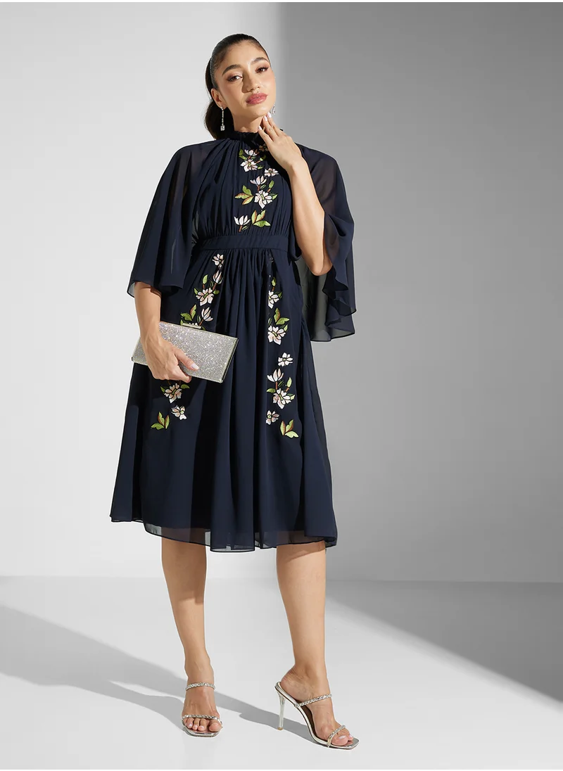 Frock and Frill Embellished Ruffles Midi Dress