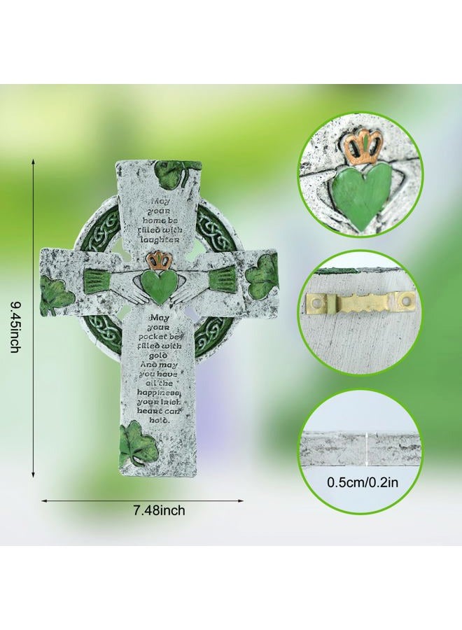 TALPGOD Celtic Cross Irish Blessing Wall Decor, Irish Wall Art for Home, Ireland Gifts, Catholic Cross, Green, 9.45 Inch x 7.48 Inch - Image 2
