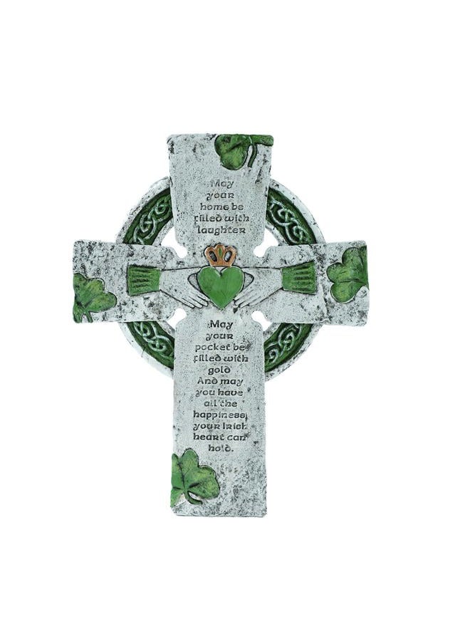 TALPGOD Celtic Cross Irish Blessing Wall Decor, Irish Wall Art for Home, Ireland Gifts, Catholic Cross, Green, 9.45 Inch x 7.48 Inch - Image 1