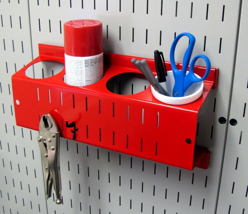 Wall Control Pegboard Spray Can Holder Bracket and Aerosol Can Organizer Pegboard and Slotted Tool Board - Red - Image 4