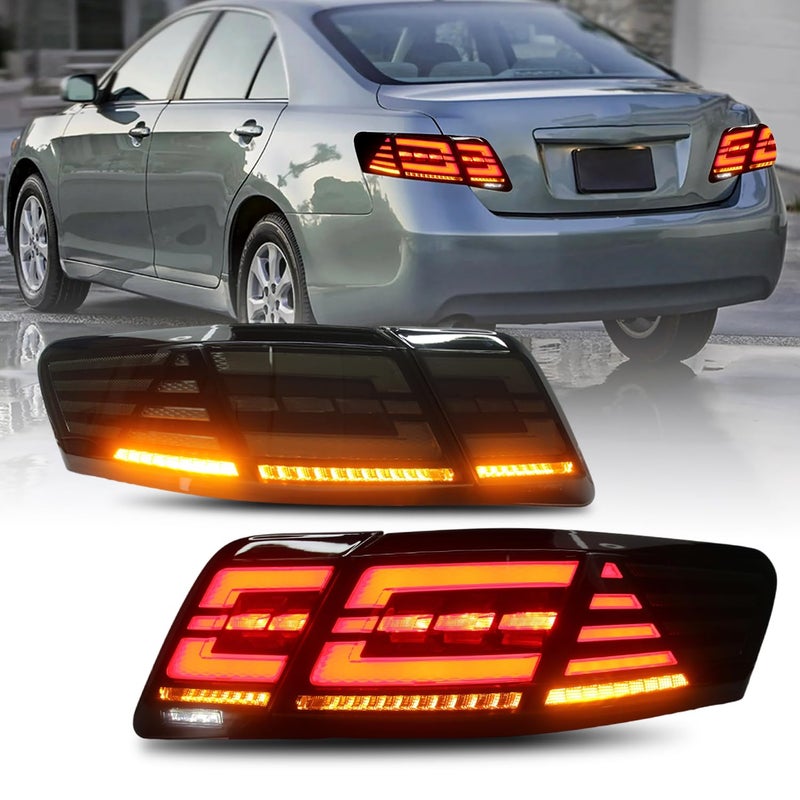 HCMOTIONZ LED Tail Light Assembly Compatible with 20072011 Toyota Camry xv40 Aurion Start UP Animation Sequential Turn Light Passenger Driver Side 2pcs Smoked - Image 3