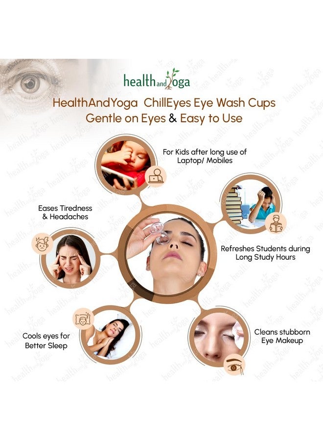 سول غيني أكواب غسيل العيون البلاستيكية من SoulGenie Healthandyoga Chilleyes (شفافة، عبوة من قطعتين) - لمسة نهائية ناعمة - طريقة لطيفة من الأيورفيدا لتجديد العيون دون فرك قاسٍ - تخفف من إجهاد العين واحمرارها وتهيجها - Image 3