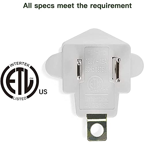 JACKYLED 4 Pack ETL Listed Grounding Outlet Adapter, JACKYLED 3-2 Prong Adapter Converter, Portable Fireproof 392℉ Resistant Heavy Duty Wall Outlet Plug for Household Appliances Industrial - Image 2