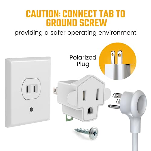 JACKYLED 4 Pack ETL Listed Grounding Outlet Adapter, JACKYLED 3-2 Prong Adapter Converter, Portable Fireproof 392℉ Resistant Heavy Duty Wall Outlet Plug for Household Appliances Industrial - Image 5