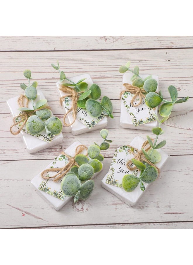 Demissle - Demissle 60 Sets Mini Soap Favors Small Scented Soap Bars White Hand Soaps with Mini Faux Eucalyptus Greenery Gift Cards Organza Bags for Baby Shower Bridal Shower Gifts Wedding Birthday Party - Image 1