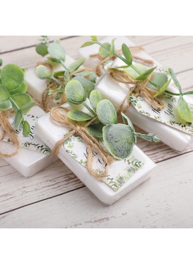 Demissle - Demissle 60 Sets Mini Soap Favors Small Scented Soap Bars White Hand Soaps with Mini Faux Eucalyptus Greenery Gift Cards Organza Bags for Baby Shower Bridal Shower Gifts Wedding Birthday Party - Image 1