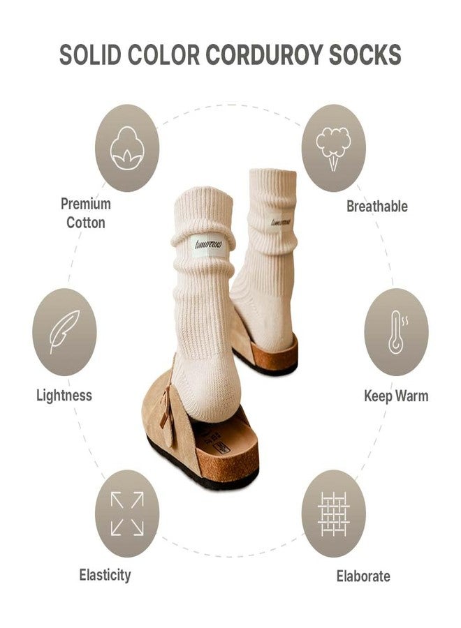 HOMSSEM Ribbed Socks Women Cozy Socks - 5 Pair Cute Womens Crew Socks (Cotton Blend, A. Daily Essential Neutral) - Image 5