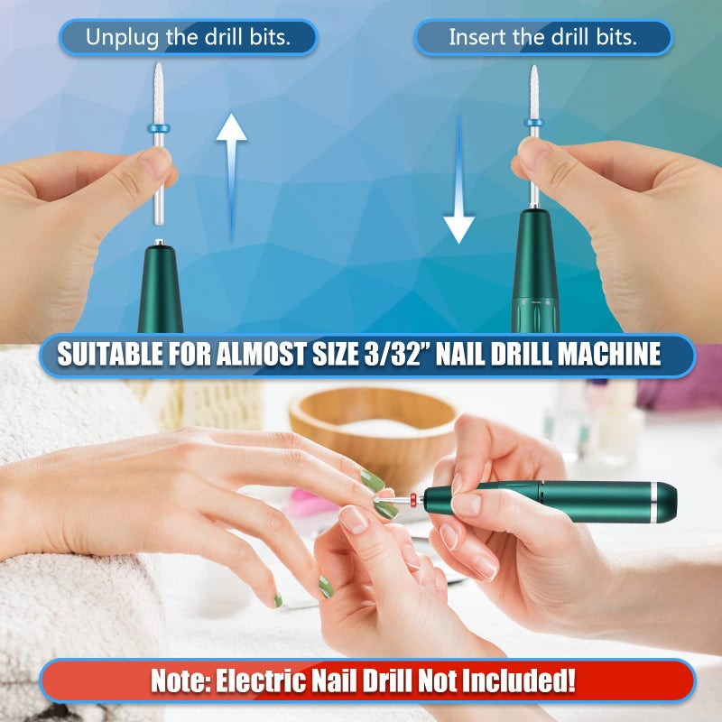 Depvko 10Pcs Ceramic Nail Drill Bits Set, 3/32 Inch Professional Drill Bits for Nails Cuticle Remover for Acrylic Electric Manicure Pedicure Nail File Machine - Image 4