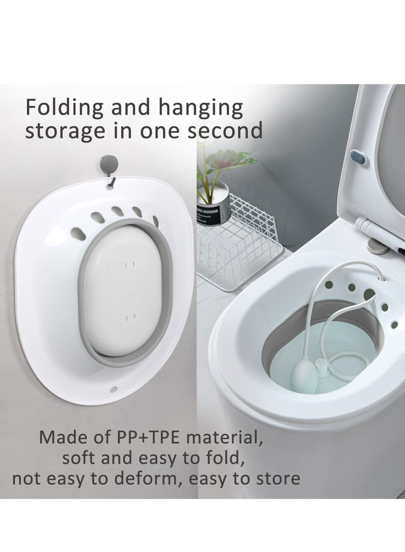 XiuWoo Foldable Squat Free Sitz Bath,Sitz Bath for Toilet Hemorrhoids Postpartum Care to Treat Postpartum Wounds, Hemorrhoids, Perineal Care - Image 2