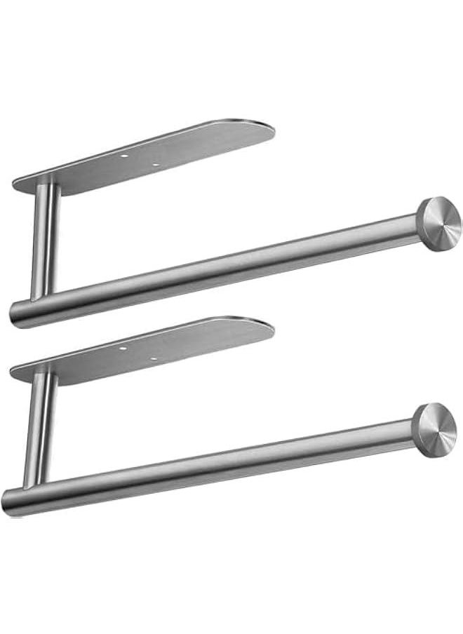 HOOKOR Paper Towel Holder for Kitchen, Stainless Steel Adhesive Roll Paper Holder Towel Holder Self for Kitchen Bathroom Washroom Toilet,Available in Adhesive and Drilling (Silver 2Pcs)  - Image 1