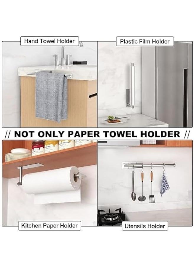HOOKOR Paper Towel Holder for Kitchen, Stainless Steel Adhesive Roll Paper Holder Towel Holder Self for Kitchen Bathroom Washroom Toilet,Available in Adhesive and Drilling (Silver 2Pcs)  - Image 2