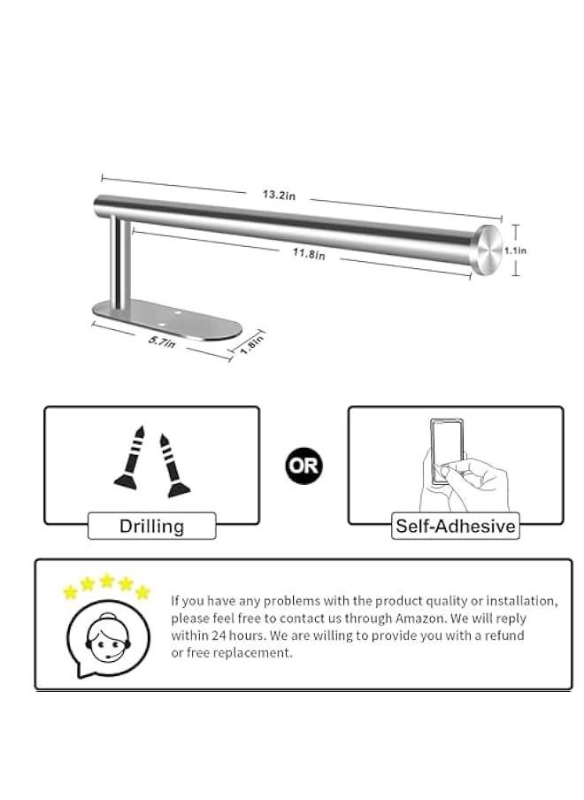HOOKOR Paper Towel Holder for Kitchen, Stainless Steel Adhesive Roll Paper Holder Towel Holder Self for Kitchen Bathroom Washroom Toilet,Available in Adhesive and Drilling (Silver 2Pcs)  - Image 3