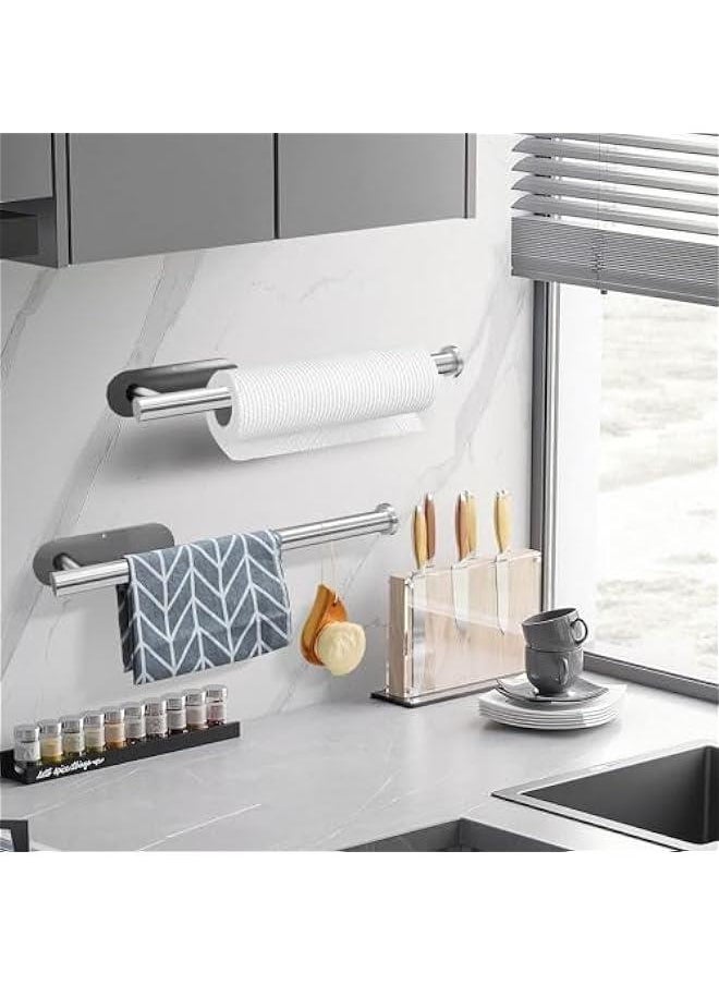 HOOKOR Paper Towel Holder for Kitchen, Stainless Steel Adhesive Roll Paper Holder Towel Holder Self for Kitchen Bathroom Washroom Toilet,Available in Adhesive and Drilling (Silver 2Pcs)  - Image 4