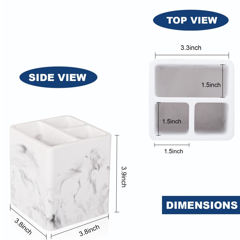 Heagoale Diatomite Toothbrush Holders for Bathrooms, Electric Toothbrush and Toothpaste Holder 3 Slots Tooth Brush Organizer for Bathroom Countertop, Shower, Vanity, 2 Pack, Marble White - Image 5