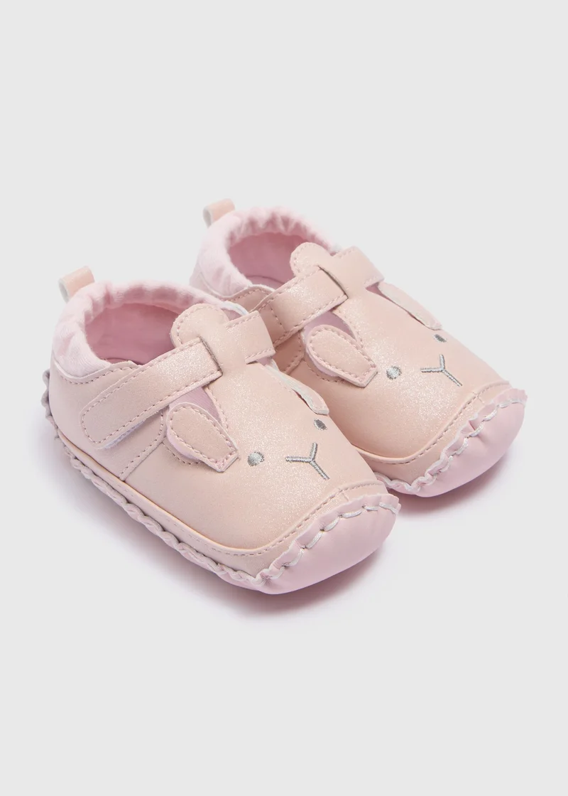 Matalan Baby Pink Soft Sole Animal Shoes