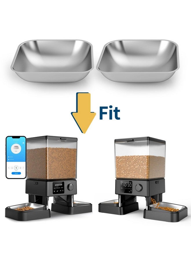 أوني سال أوعية من الفولاذ المقاوم للصدأ من oneisall لوحدة تغذية القطط الأوتوماتيكية ذات الوعاء المزدوج سعة 5 لتر ووحدة تغذية القطط الأوتوماتيكية ذات الوعاء المزدوج سعة 5 لتر المزودة بتقنية WiFi (عبوة من قطعتين) - Image 2