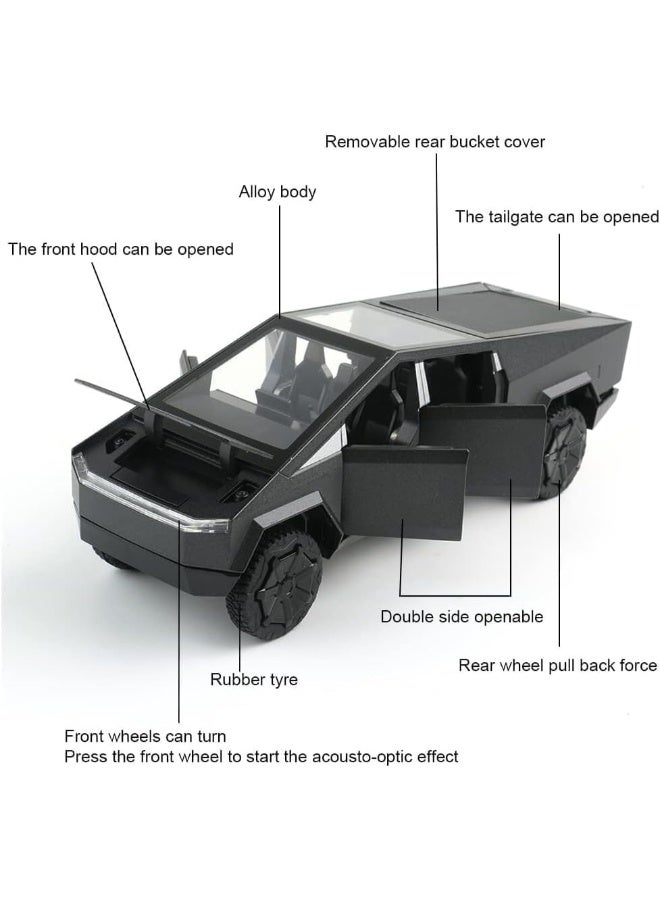 Dexo 1/24 Scale Simulation Futuristic Alloy Pickup Die-cast Metal Model Car with Sound and Light Pull Back Action Suitable for Children Aged 3 and Above High Quality Birthday Gift Miniature Vehicle Toy - Image 5