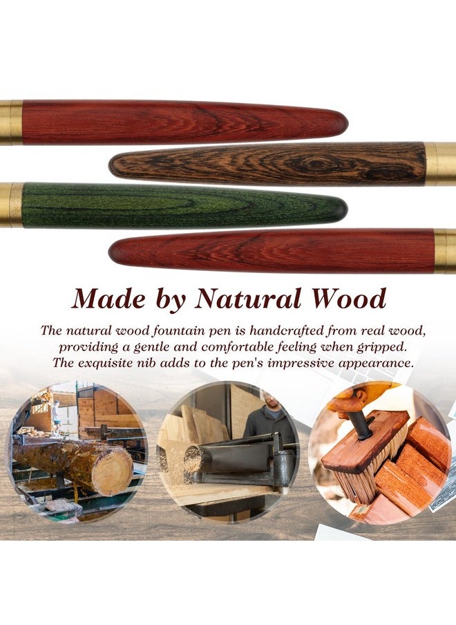 COBEE - Handcrafted Wooden Fountain Pens Set Vintage Luxury Wood Fountain Pen 0.5Mm Fine Point Smooth Writing Pen With 12 Ink 2.6 Mm Cartridges And Gift Box For Journaling Calligraphy Supplies(B) - Image 1