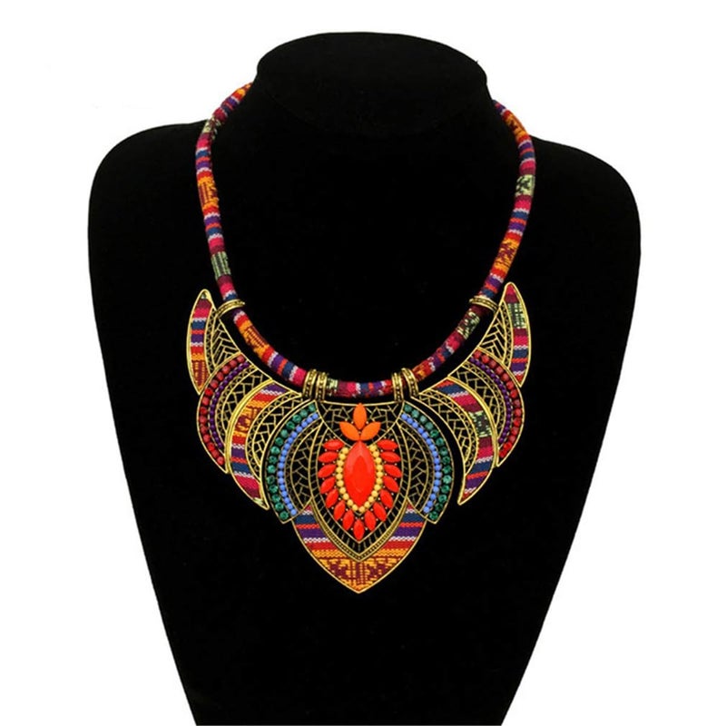 CCBFY Ethnic Style Chunky Colorful Collar Festival Tribal Beaded Boho Choker Costume Necklace for Women Gift Colorful - Image 2