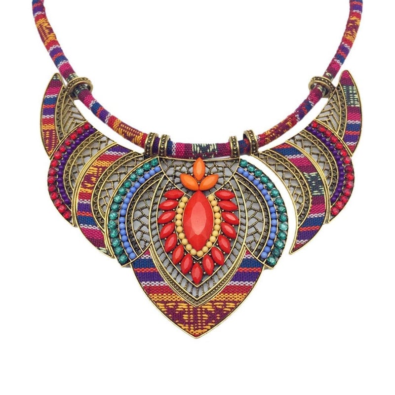 CCBFY Ethnic Style Chunky Colorful Collar Festival Tribal Beaded Boho Choker Costume Necklace for Women Gift Colorful - Image 1