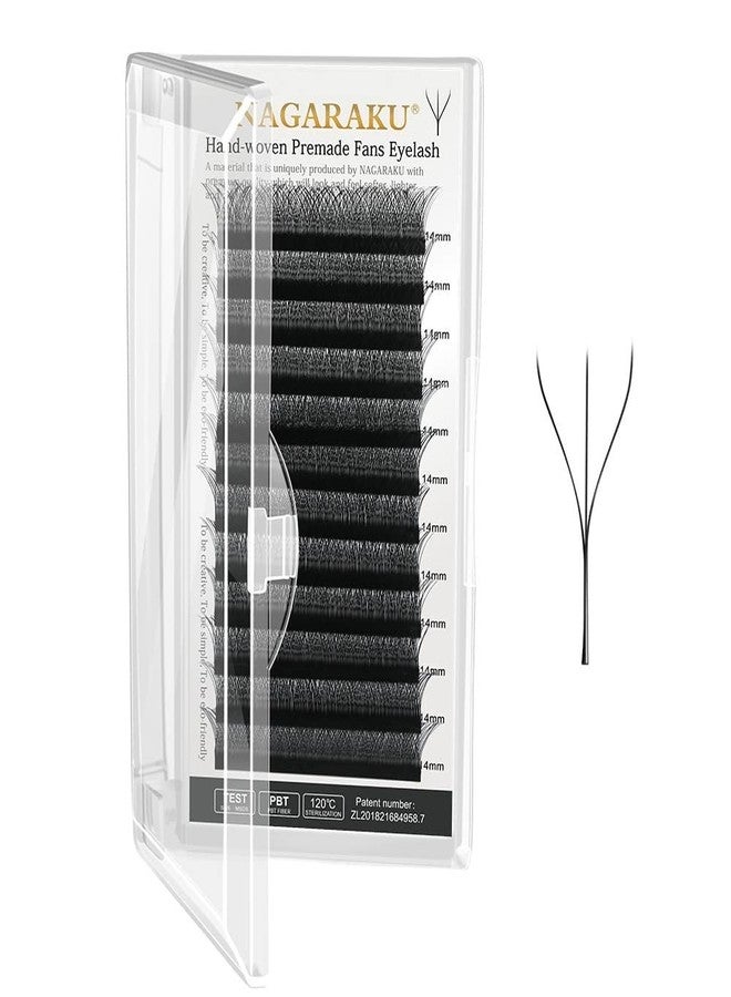 NAGARAKU ناغاراكو دبليو تمديد رموش 3D فوليوم مروحة مسبقة الصنع 0.07 مم تجعيد C 14 مم مجموعة سوداء غير لامعة سهلة التهوية yy رموش عين 12 صف - Image 1