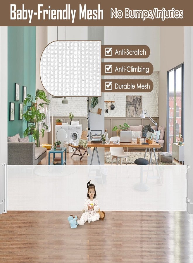 KISKIZ 185 Inch Wide Retractable Baby Gates Outdoor Retractable Dog Gate Indoor Extra Long Baby Gate Retractable Pet Gate, Dog Gates for The House Extra Large Pet Gate, Child Gates for Wide Openings, White - Image 5