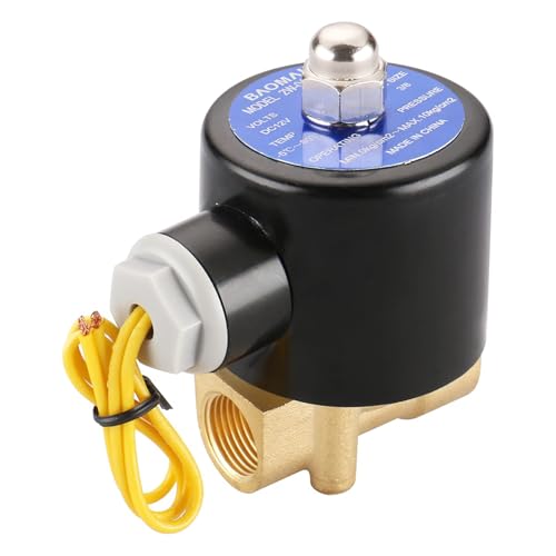 Baomain 3/8 inch Brass Electric Solenoid Valve, DC 12V Normally Closed, Pneumatic Valve for Water Air, 2w-040-10 - Image 1