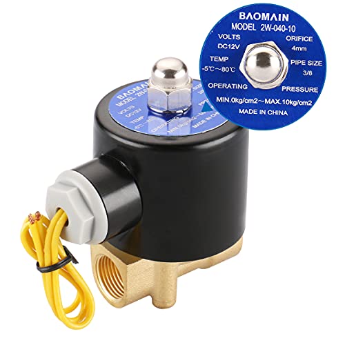 Baomain 3/8 inch Brass Electric Solenoid Valve, DC 12V Normally Closed, Pneumatic Valve for Water Air, 2w-040-10 - Image 2