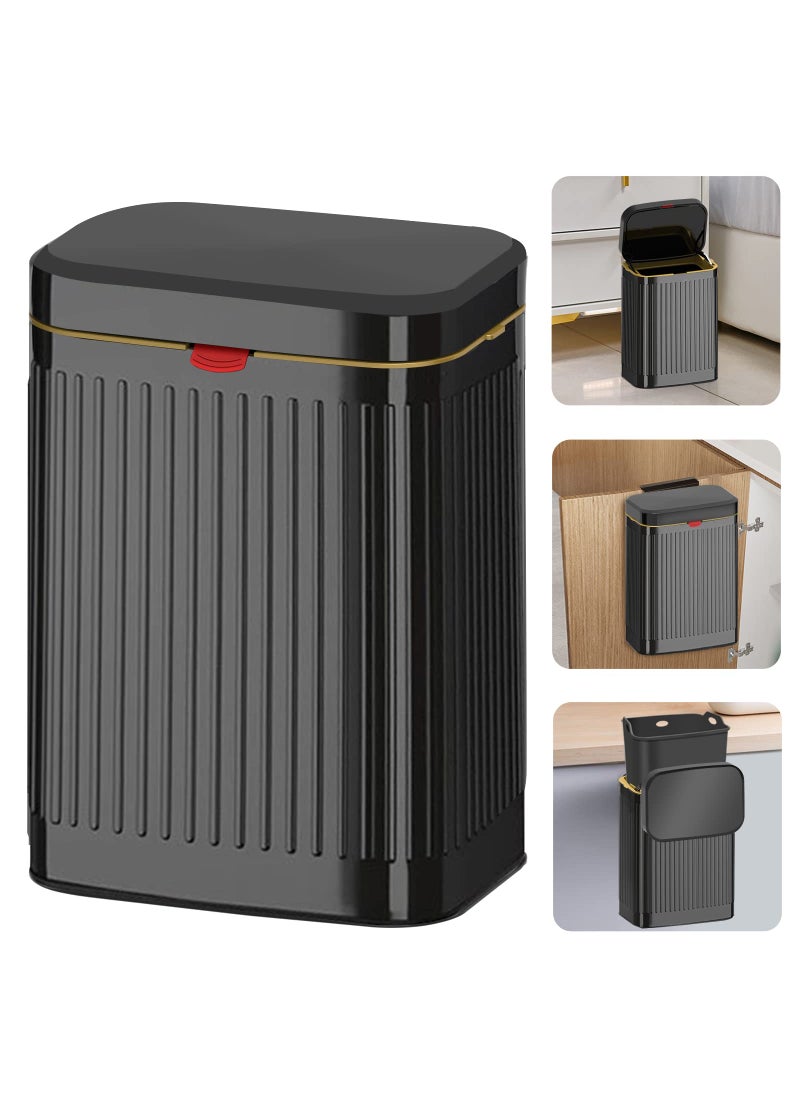 GLODEALS GloDeals Kitchen Hanging Trash Can with Lid 21Gal 8L Stainless Steel Trash Can Compost Bin Counter Top WallMount Indoor Kitchen Trash Bin for Cabinet Under Sink Bathroom Black 