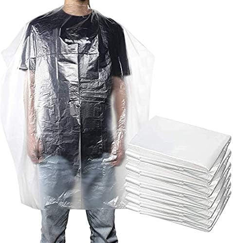 100PCS Disposable Clear Hairdressing Capes Antistaining Salon Hair Hairdressing Gown Barber Cape Adult Kids Waterproof Hair Dye Shawl Apron for Hair StylingCuttingColoringHousehold Cleaning