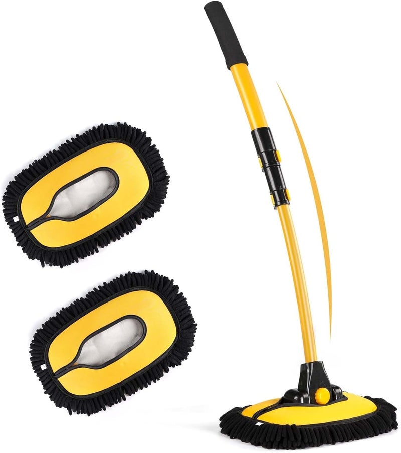 KASTWAVE Car Wash Brush kit, Telescopic Car Cleaning Brush, Including a spare black brush head & a Wash Mop with Extendable Extra-Long Handles & Scratch-Free - Image 1