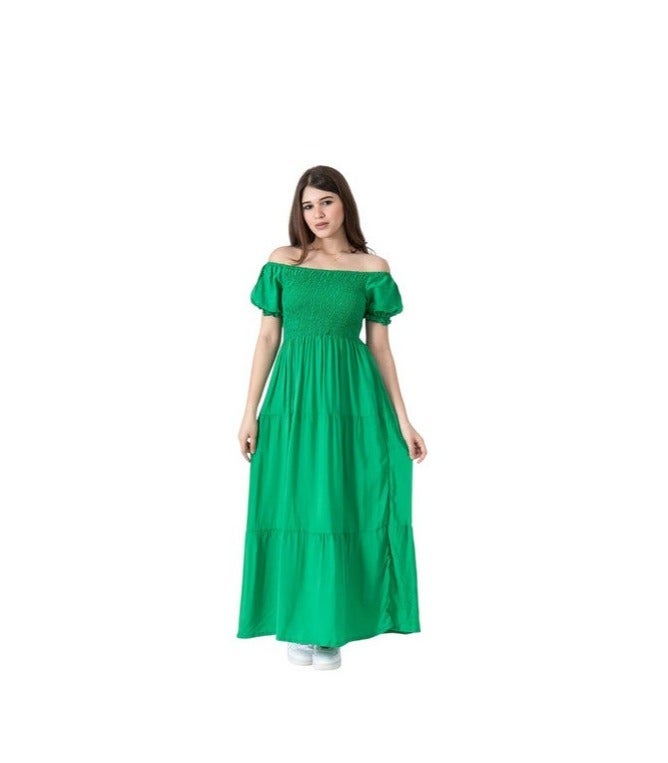 بيزيك وير كلاب فستان طويل بسيط بتصميم طبقات من Basic wear club - Image 2
