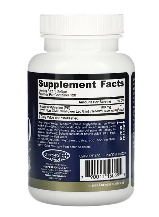 jarrow formulas PS 100 Phosphatidylserine 100 mg 120 Softgels - Image 2