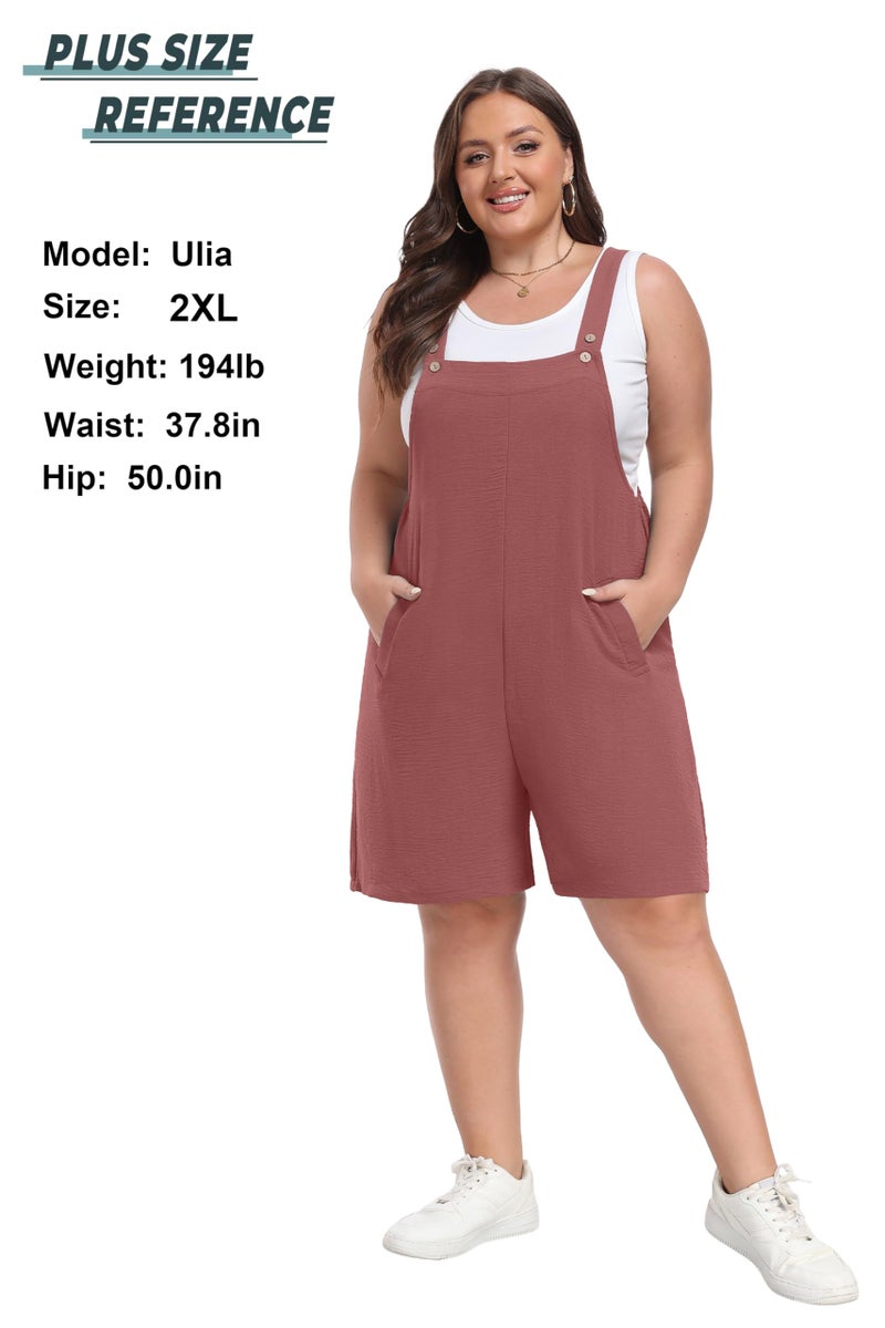 Lepunuo Overalls for Women Summer Boho Rompers Casual Sleeveless Overalls Shorts with Pockets - Image 5