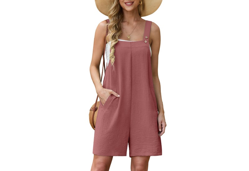 Lepunuo Overalls for Women Summer Boho Rompers Casual Sleeveless Overalls Shorts with Pockets - Image 1