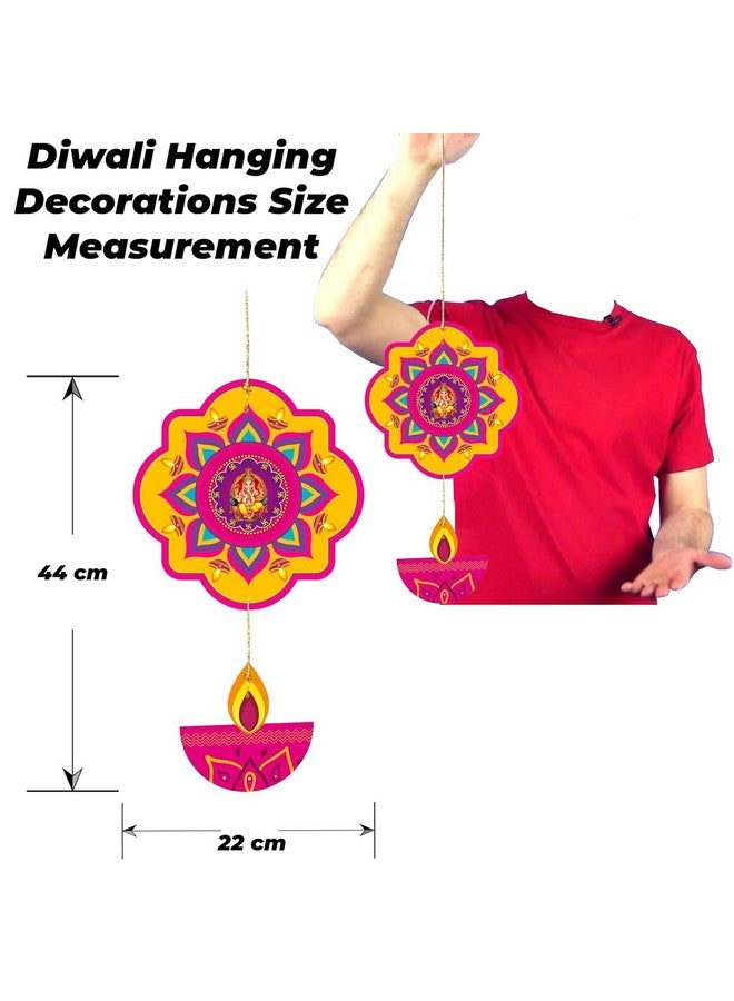 TOYXE Happy Diwali Ganesh Printed with Hanging Deepak Paper Decoration Items for Office Shops Home Decotation Pack of 5 Pcs - Image 3