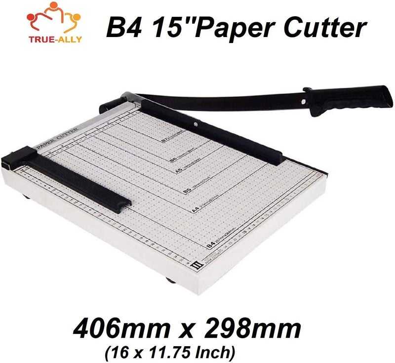 True-Ally Paper Cutter FC / B4 15 inch Heavy Duty Professional Paper Trimmer, Guillotine Craft Machine for Office, Home, Craft, Photo Studio (B4, A4, B5, A5, B6, B7) (White, 16 x 11.75 x 1.2 inch) - Image 2