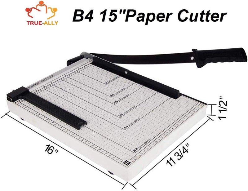 True-Ally Paper Cutter FC / B4 15 inch Heavy Duty Professional Paper Trimmer, Guillotine Craft Machine for Office, Home, Craft, Photo Studio (B4, A4, B5, A5, B6, B7) (White, 16 x 11.75 x 1.2 inch) - Image 3