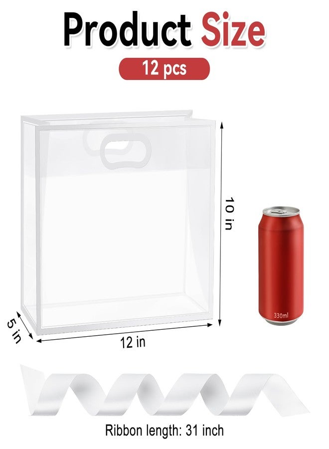 Ohuimrt Clear Plastic Gift Bags with Handles, 12 Pack, White - Image 2