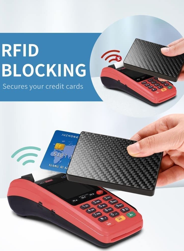 KASTWAVE Card Wallet Pop-Up Card Wallet for Men Minimalist Credit Card Holder Slim Carbon Fiber Wallet RFID Blocking(Carbon Fiber) - Image 4