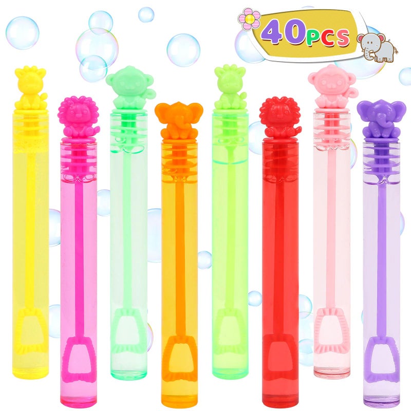 CCINEE 40pcs Mini Aniaml Bubble Wands  Cute Zoo Bubbles Party Favors Bulk Jungle Bubble Sticks Toys for Birthday Safari Party Gifts School Rewards Candy Bag Stuff - Image 2