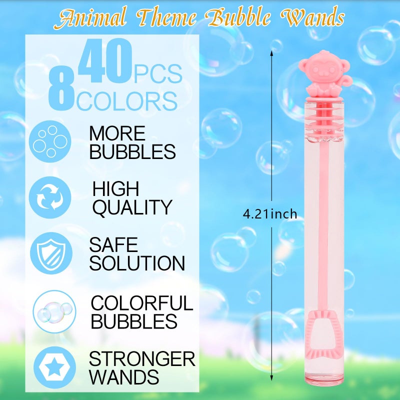 CCINEE 40pcs Mini Aniaml Bubble Wands  Cute Zoo Bubbles Party Favors Bulk Jungle Bubble Sticks Toys for Birthday Safari Party Gifts School Rewards Candy Bag Stuff - Image 5