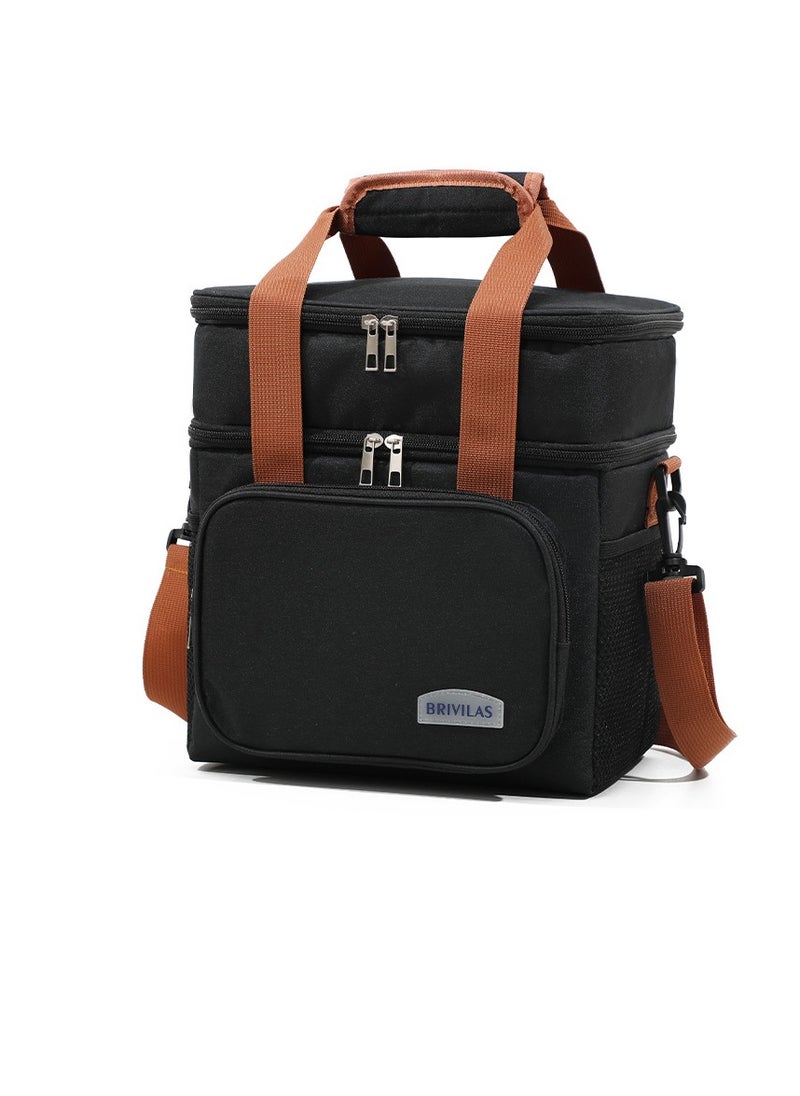 Generic [black]Handheld One Shoulder Bento, Rice Box Bag, Outdoor Picnic Bag 