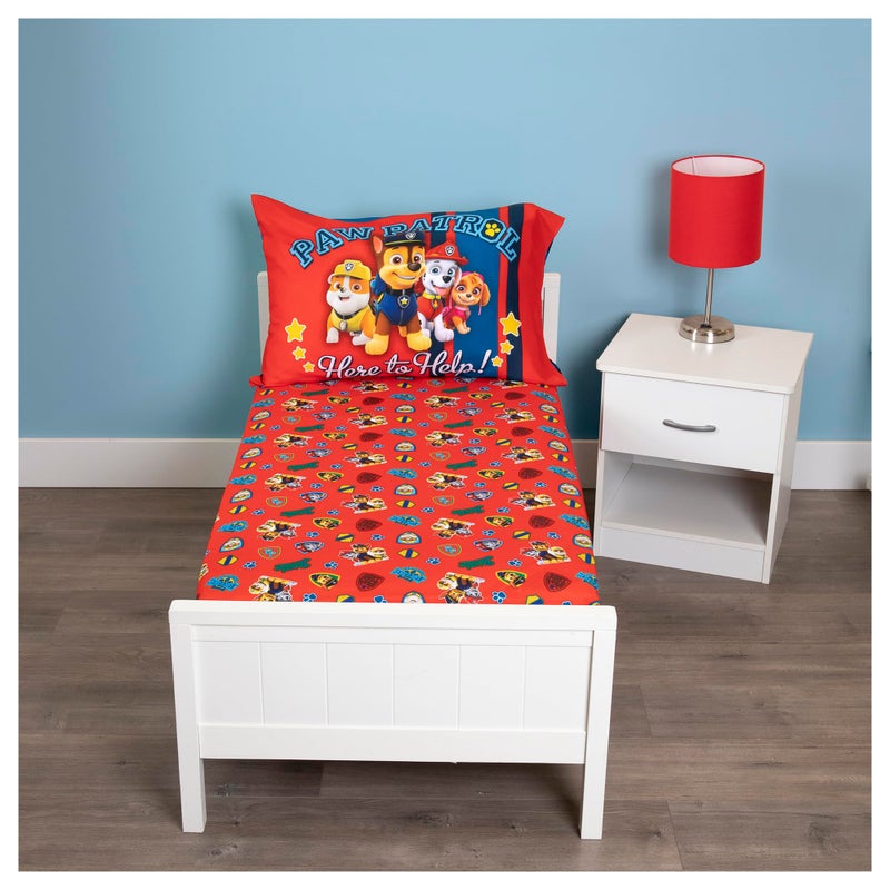 Paw Patrol Sheet Set - Fits Toddler Bed or Crib Mattress - Fitted Sheet and Reversible Pillowcase, Red - Image 5