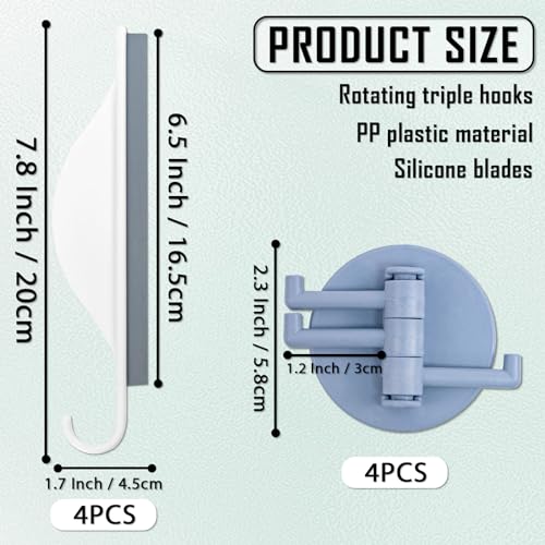 Binxus 4 Pcs Mini Squeegee with Hanging Hook Shower Mirror Squeegee for Bathroom Small Squeegee Water Scraper for Cleaning Sink Counter Tiles White - Image 5
