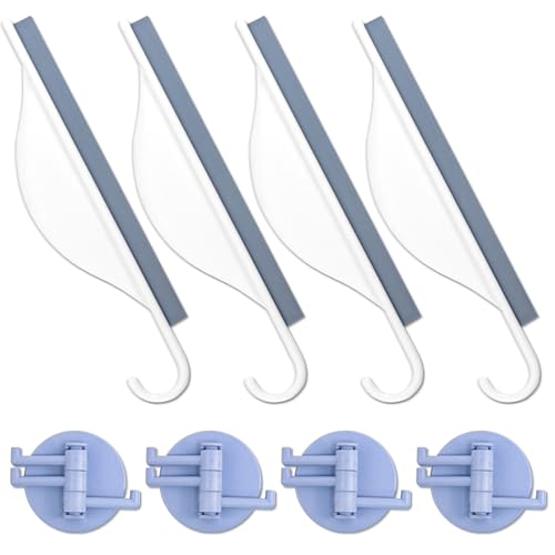 Binxus 4 Pcs Mini Squeegee with Hanging Hook Shower Mirror Squeegee for Bathroom Small Squeegee Water Scraper for Cleaning Sink Counter Tiles White - Image 2