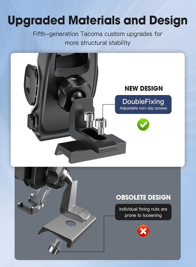 iGoevo Upgraded Tacoma Phone Mount for Toyota Tacoma 2016-2023, 3rd Gen Dashboard Clip Cell Phone Cradle, Adjustable Stand, Suitable for Most Smartphones - Image 4