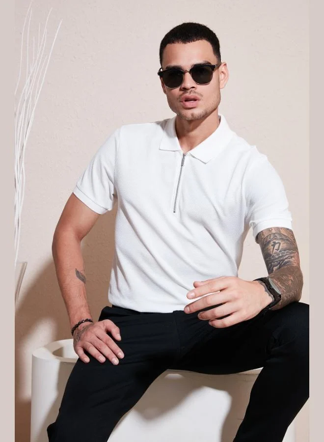 Buratti  Buratti Cotton Regular Fit Zip-Up Polo Collar T-Shirt Men's POLO COLLAR T-SHIRT 5902915 for Men | Best Price UAE