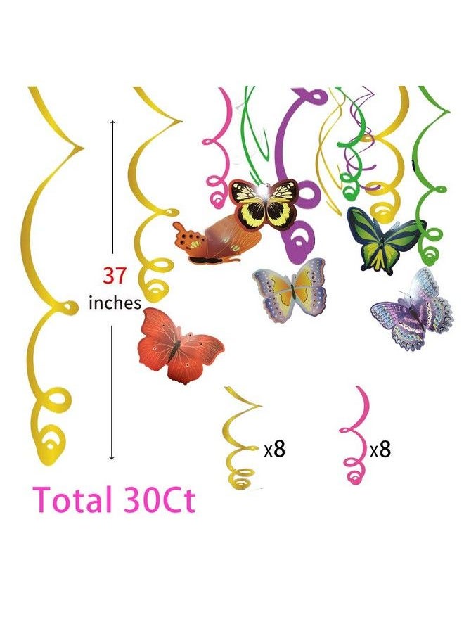 Wishlife 30Ct Spring Butterfly Hanging Swirl Decorationsthemed Birthday Partyparty Suppliesceiling Hanging Swirl Decorations For Girlsboyskids Homeclassroombaby Showers  - Image 4